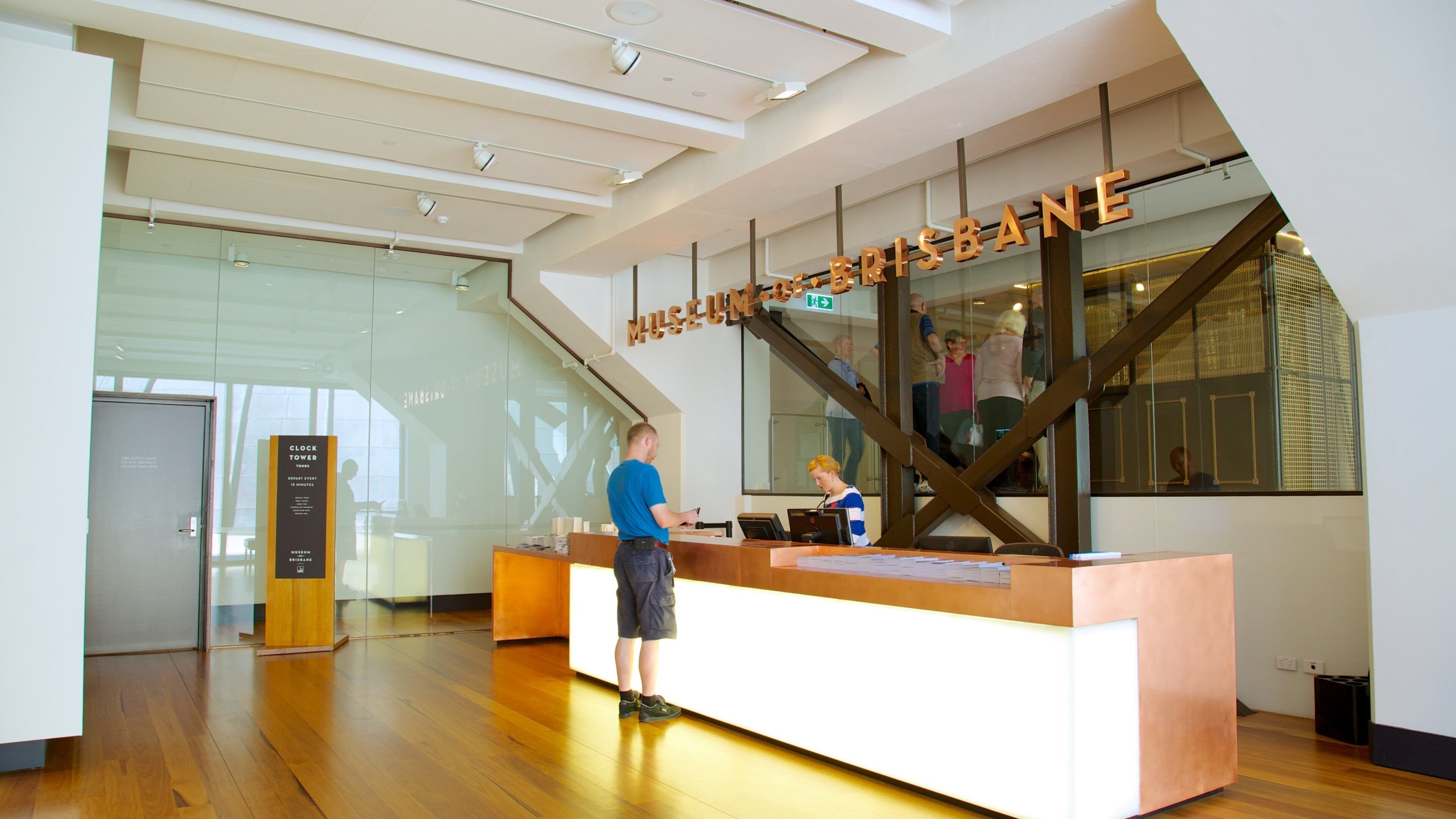 Museum of Brisbane showing interior views and signage
