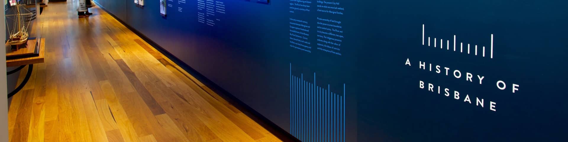 Museum of Brisbane showing interior views and signage