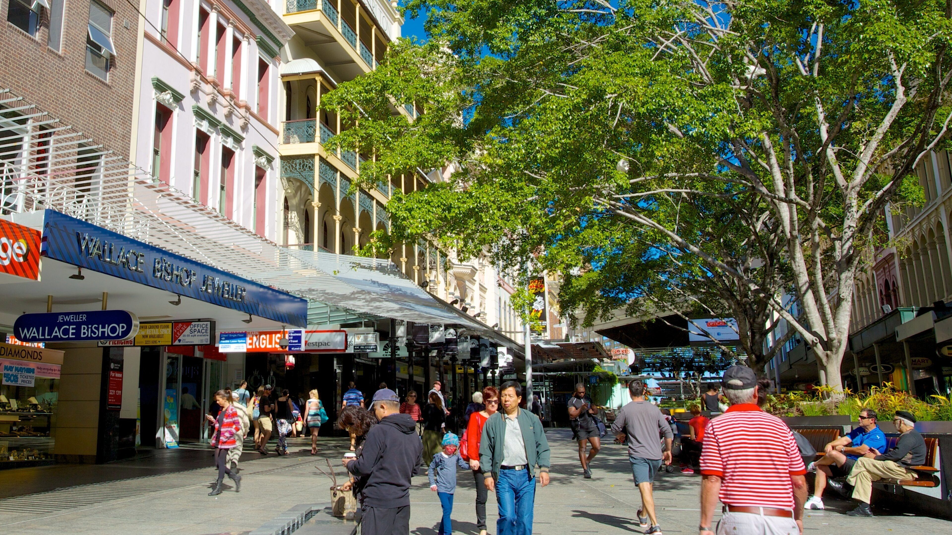 Queen Street Mall bevat een stad, winkelen en straten