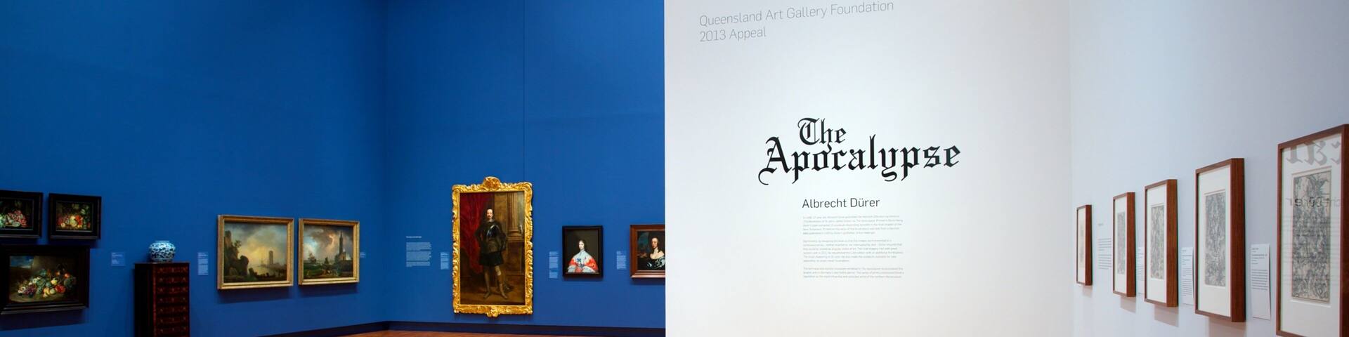 Queensland Art Gallery featuring signage and interior views