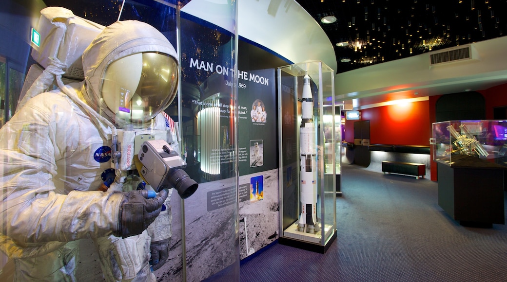 Sir Thomas Brisbane Planetarium featuring signage, interior views and an observatory