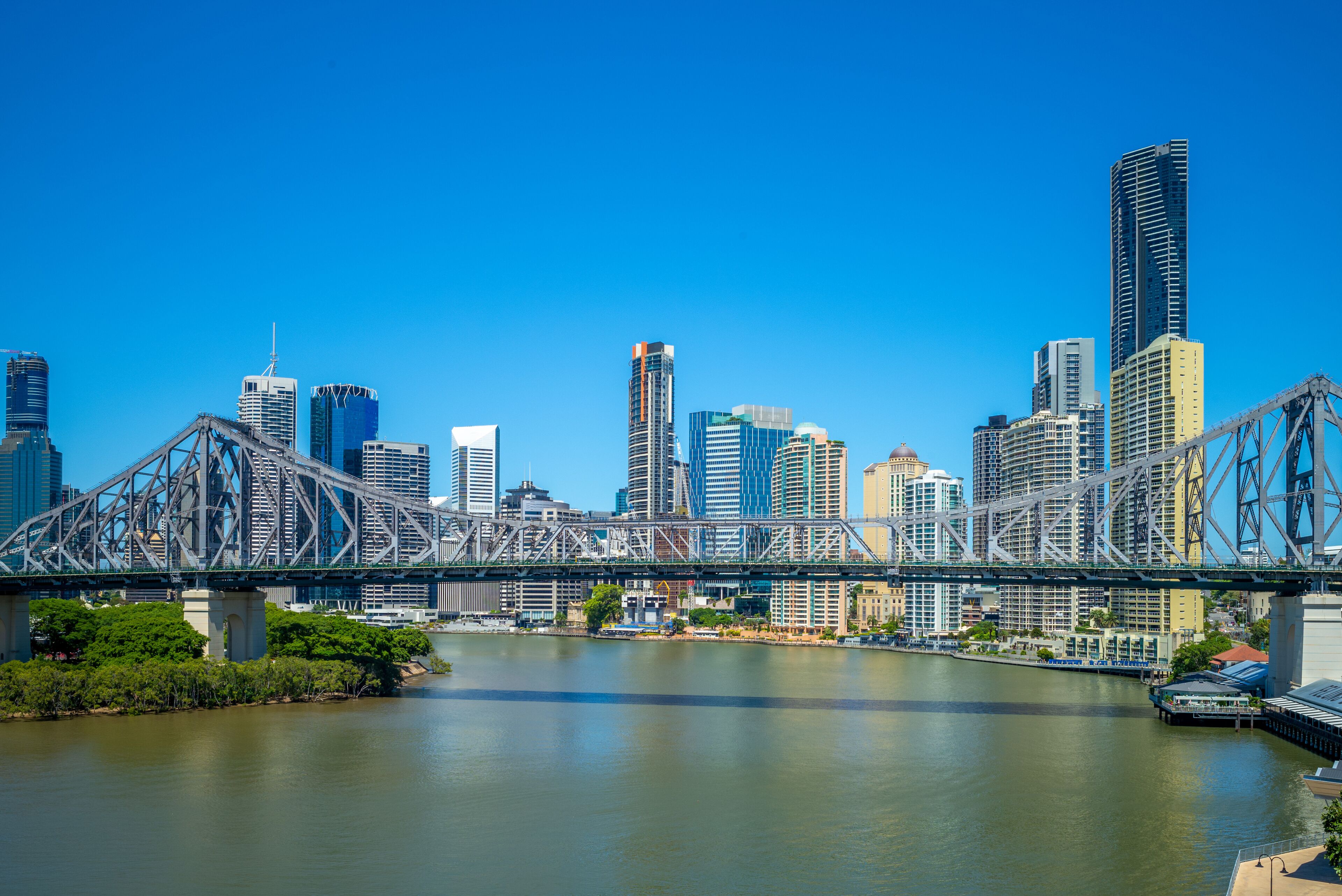 brisbane with story bridge in australia at night