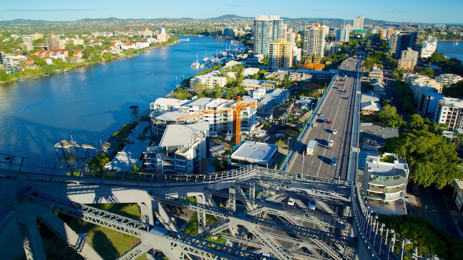 Story Bridge featuring a bridge, a river or creek and a city