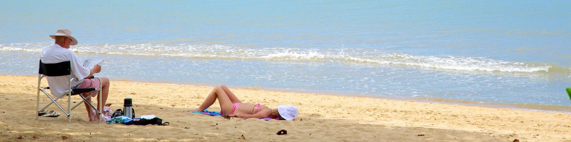 Palm Cove Beach featuring a beach, landscape views and tropical scenes