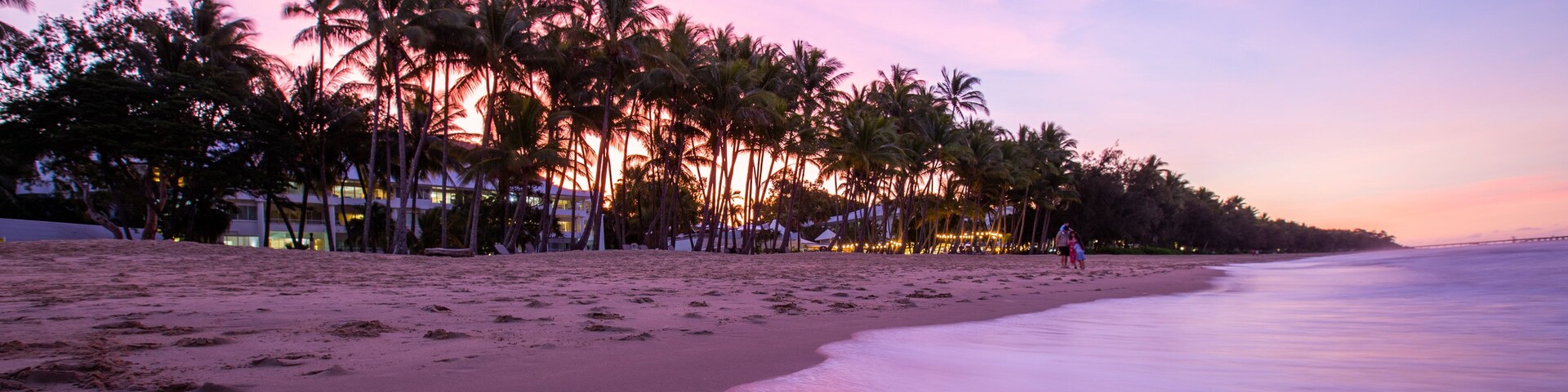 Palm Cove Beach featuring a beach, tropical scenes and a sunset