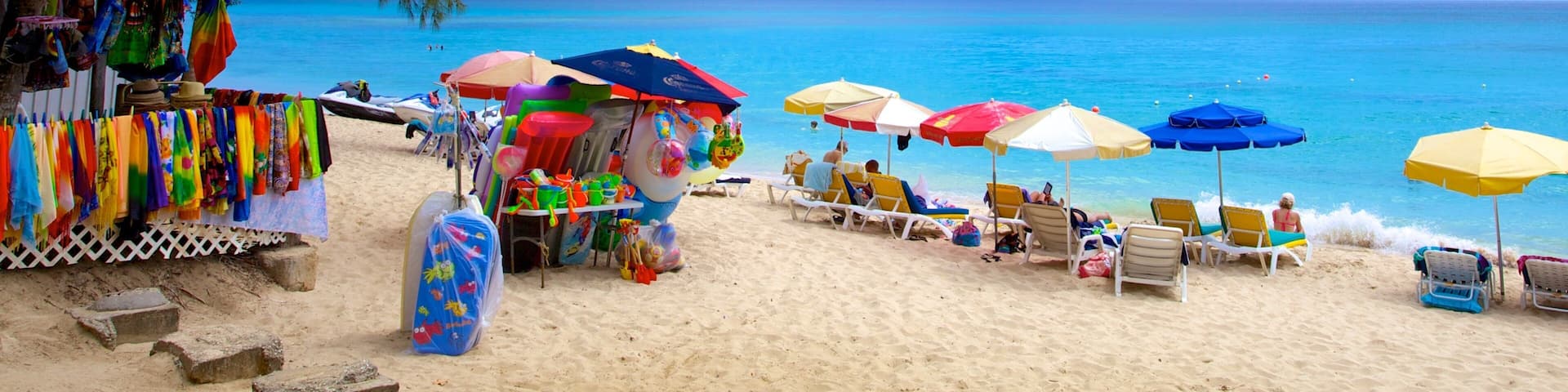 Brighton Beach showing a beach, tropical scenes and markets