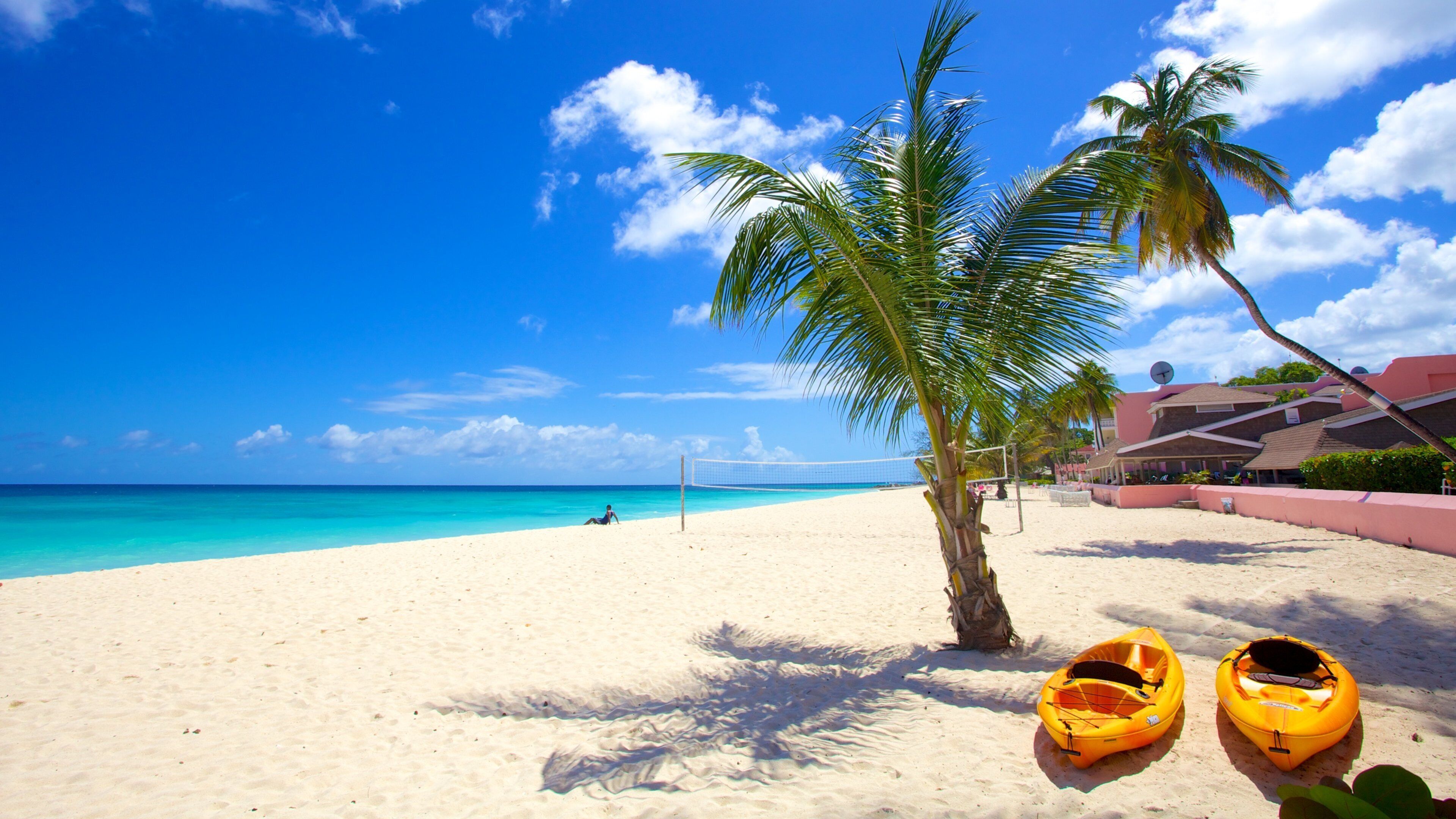 Dover Beach featuring a sandy beach, tropical scenes and a coastal town