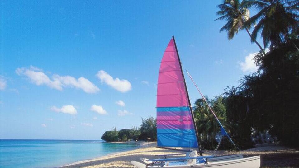 Sailing Boat on Paynes Bay, Barbados, Caribbean