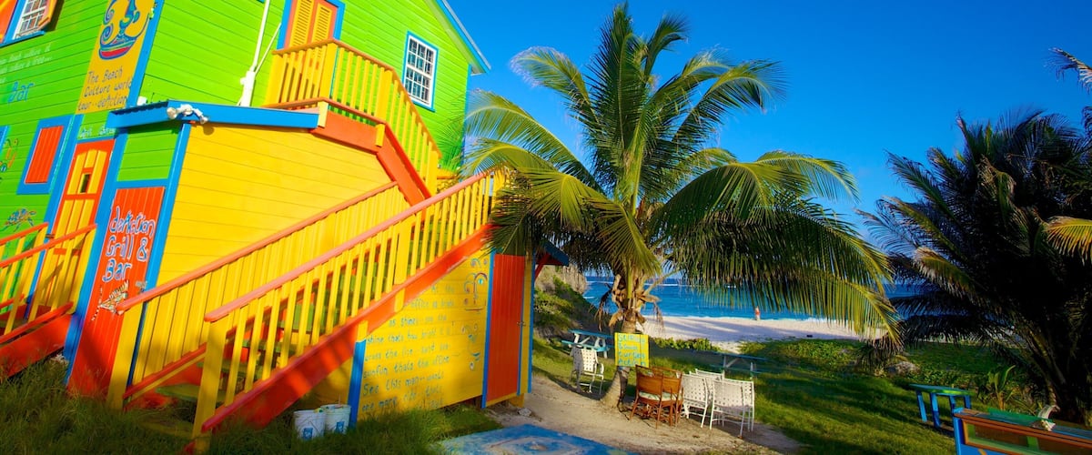 Silver Sands Beach showing a beach, a house and tropical scenes