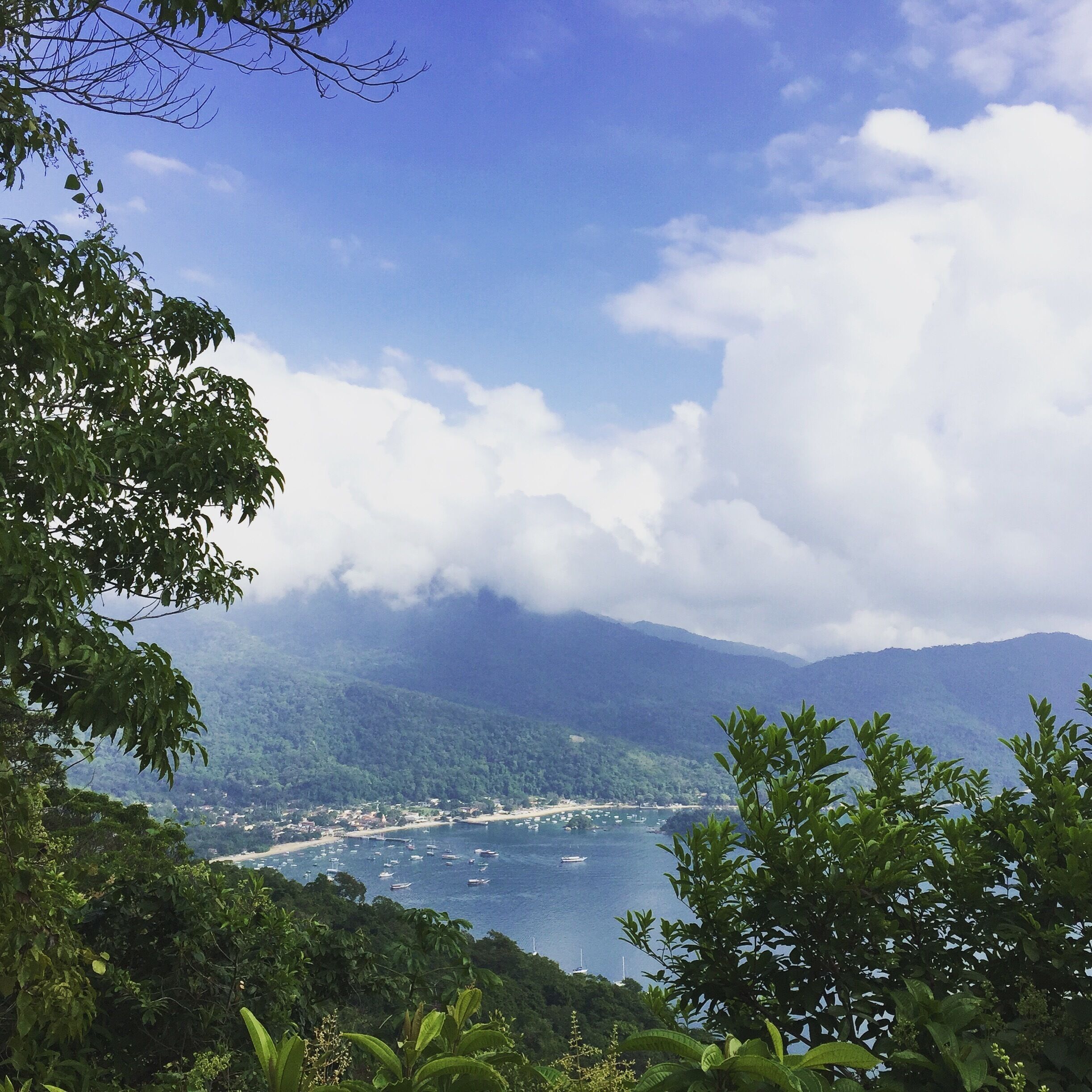 Beautiful views hiking on Ilha grande, Brazil towards the stunning Lopes Mendes beach