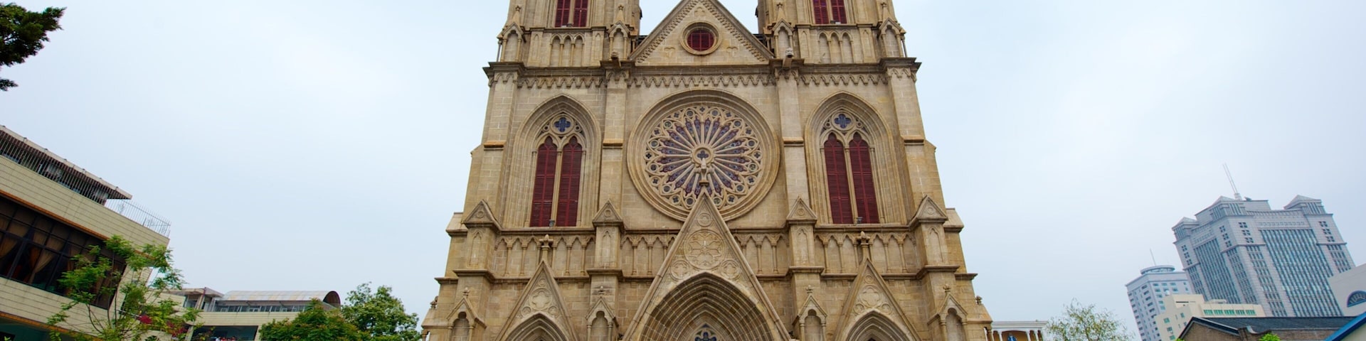 Sacred Heart Cathedral featuring religious aspects, heritage architecture and a city