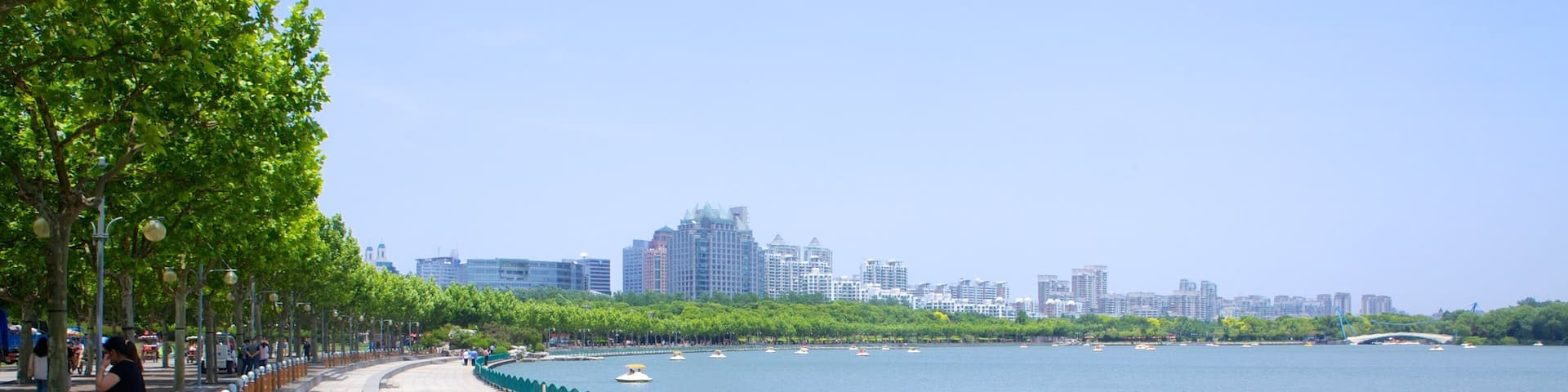 Century Park featuring a city and a river or creek