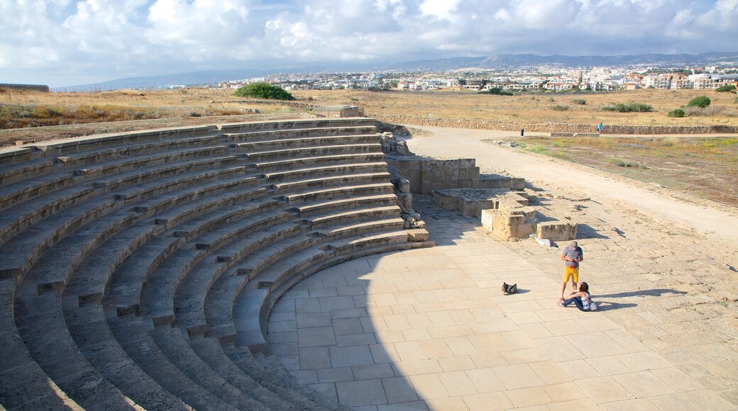 Paphos arkeologiska park som visar historisk arkitektur och en ruin