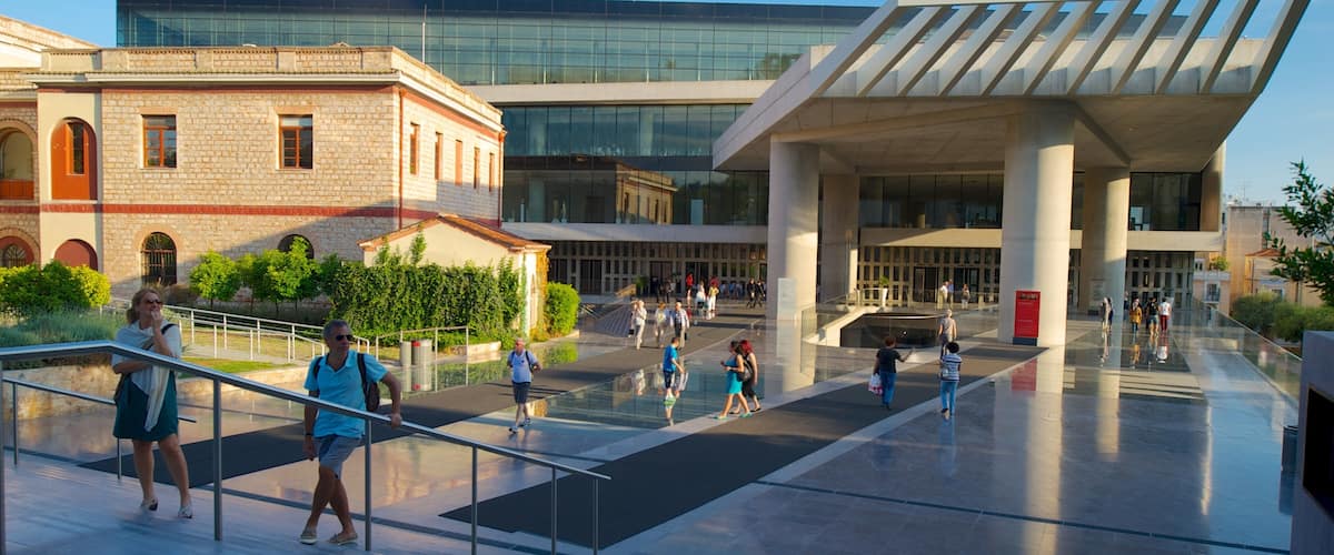 New Acropolis Museum which includes a city as well as a large group of people