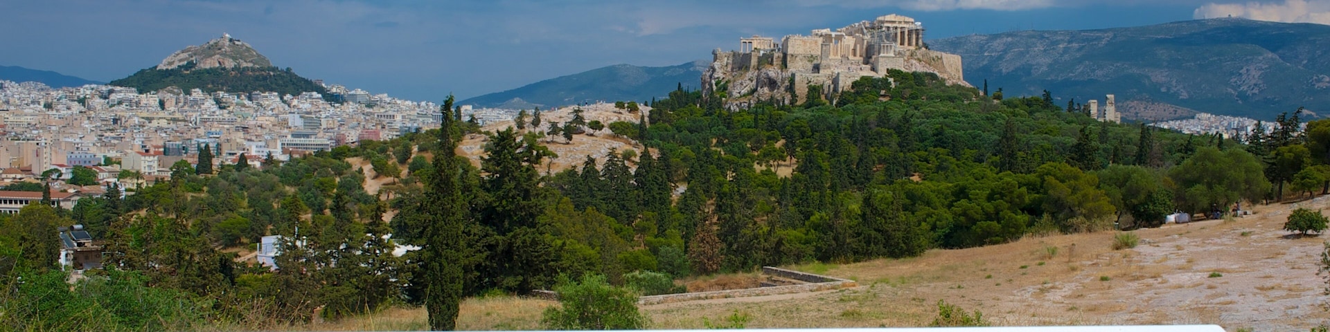 Pnyx showing views, a city and a ruin