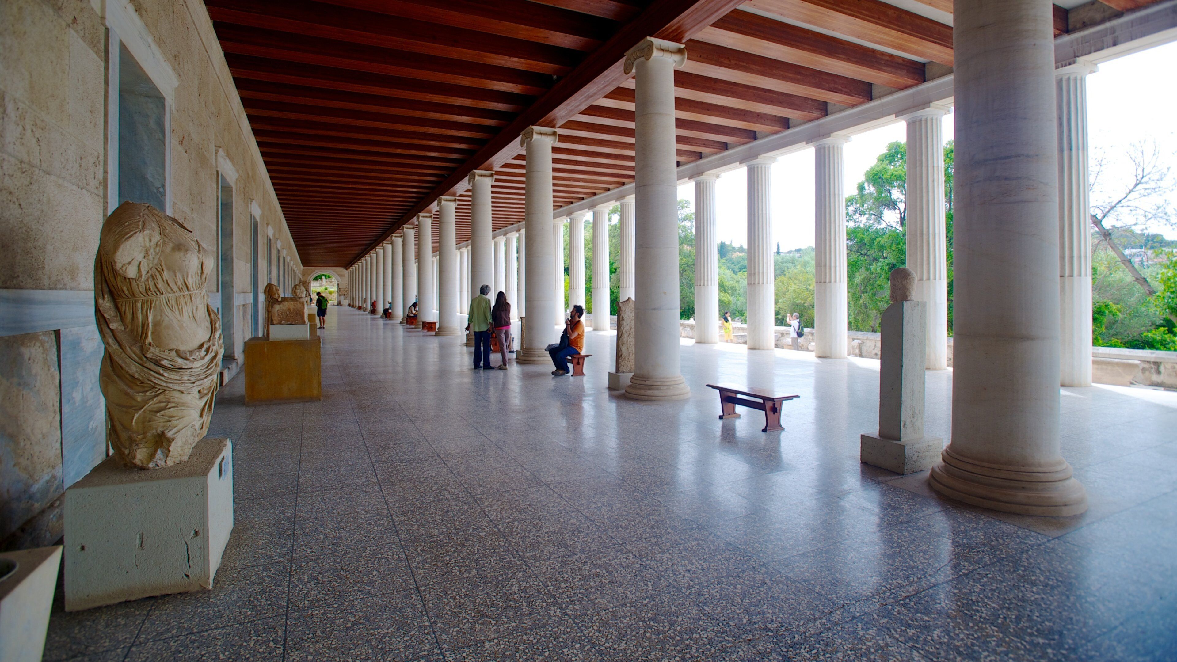 아탈로스 주랑 이 포함 문화유산 건축 과 동상 또는 조각상