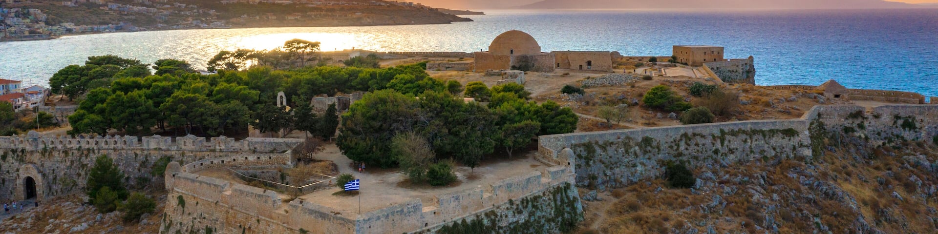 Rethimno city with the fortress of Fortezza, Crete, Greece.