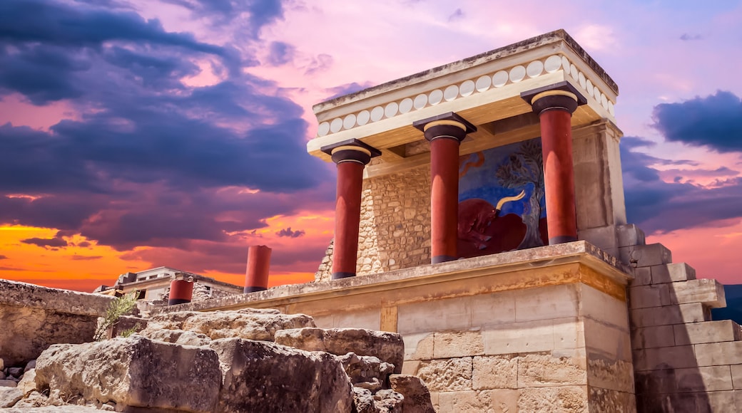 Knossos palace, Crete island, Greece. Detail of ancient ruins of famous Minoan palace of Knossos.