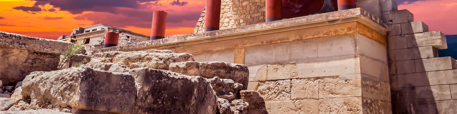 Knossos palace, Crete island, Greece. Detail of ancient ruins of famous Minoan palace of Knossos.