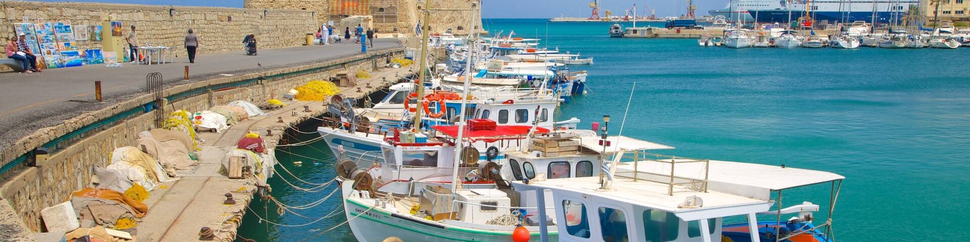 Koules Fortress which includes a bay or harbor