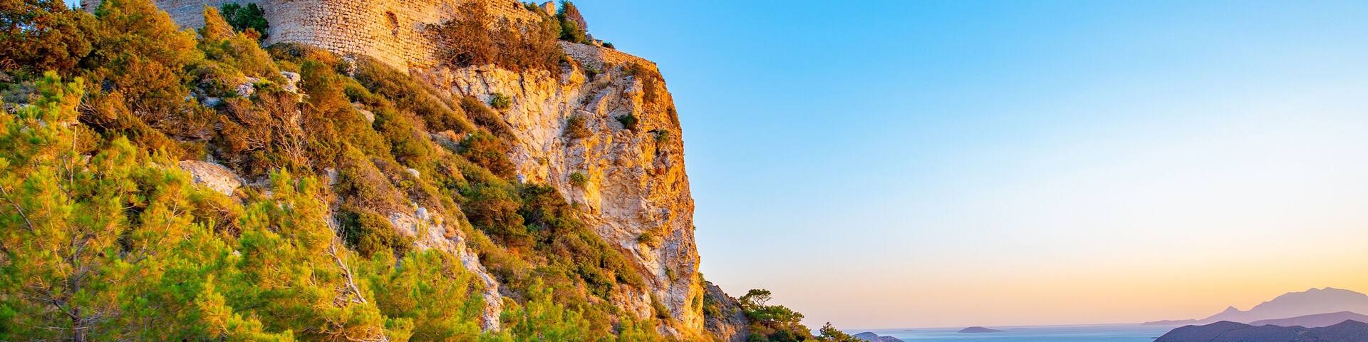 Medieval Kritinia's Castle on Rhodes Island, Mediterranean Sea, Greece
