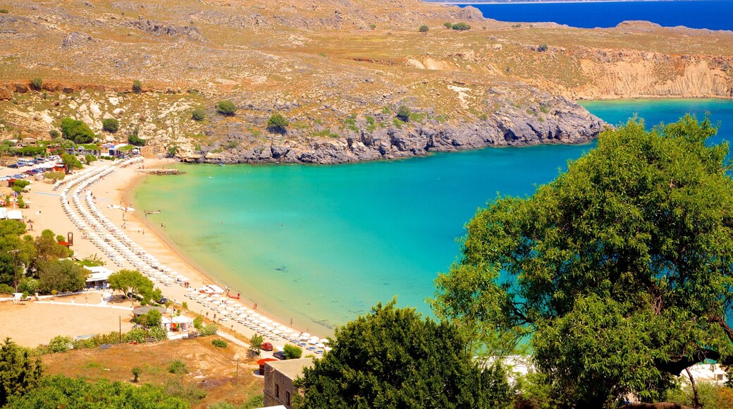 Lindos Beach featuring general coastal views and a sandy beach