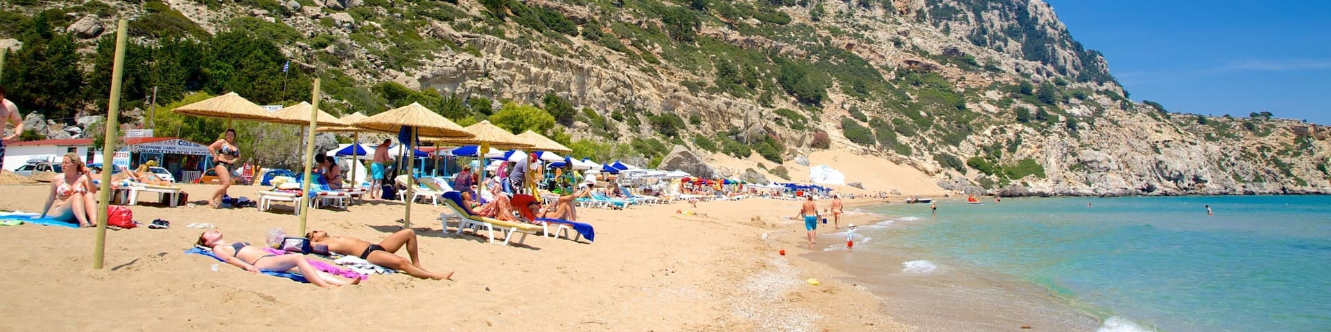 Plage de Tsambika mettant en vedette panoramas, baignade et vues littorales