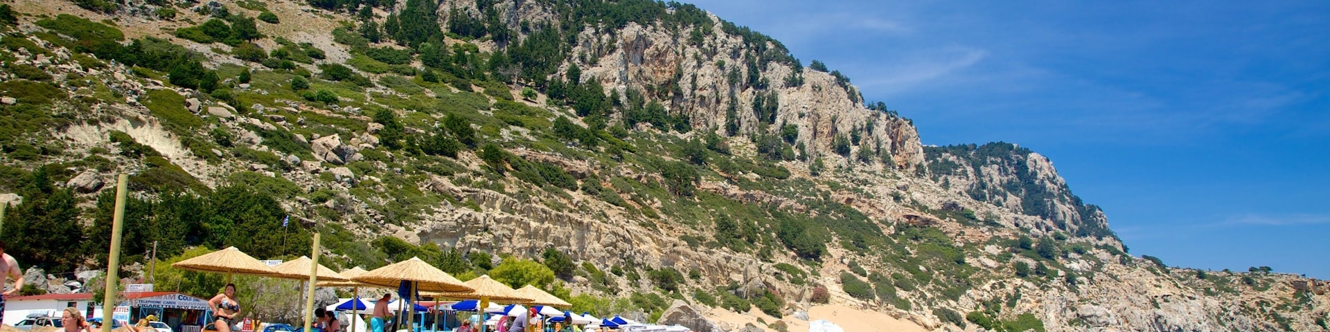 Tsambika Beach showing general coastal views, a beach and swimming