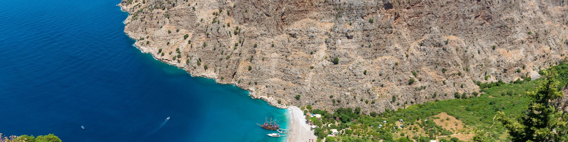 The high view of Butterfly valley deep gorge,Fethiye,Turkey.