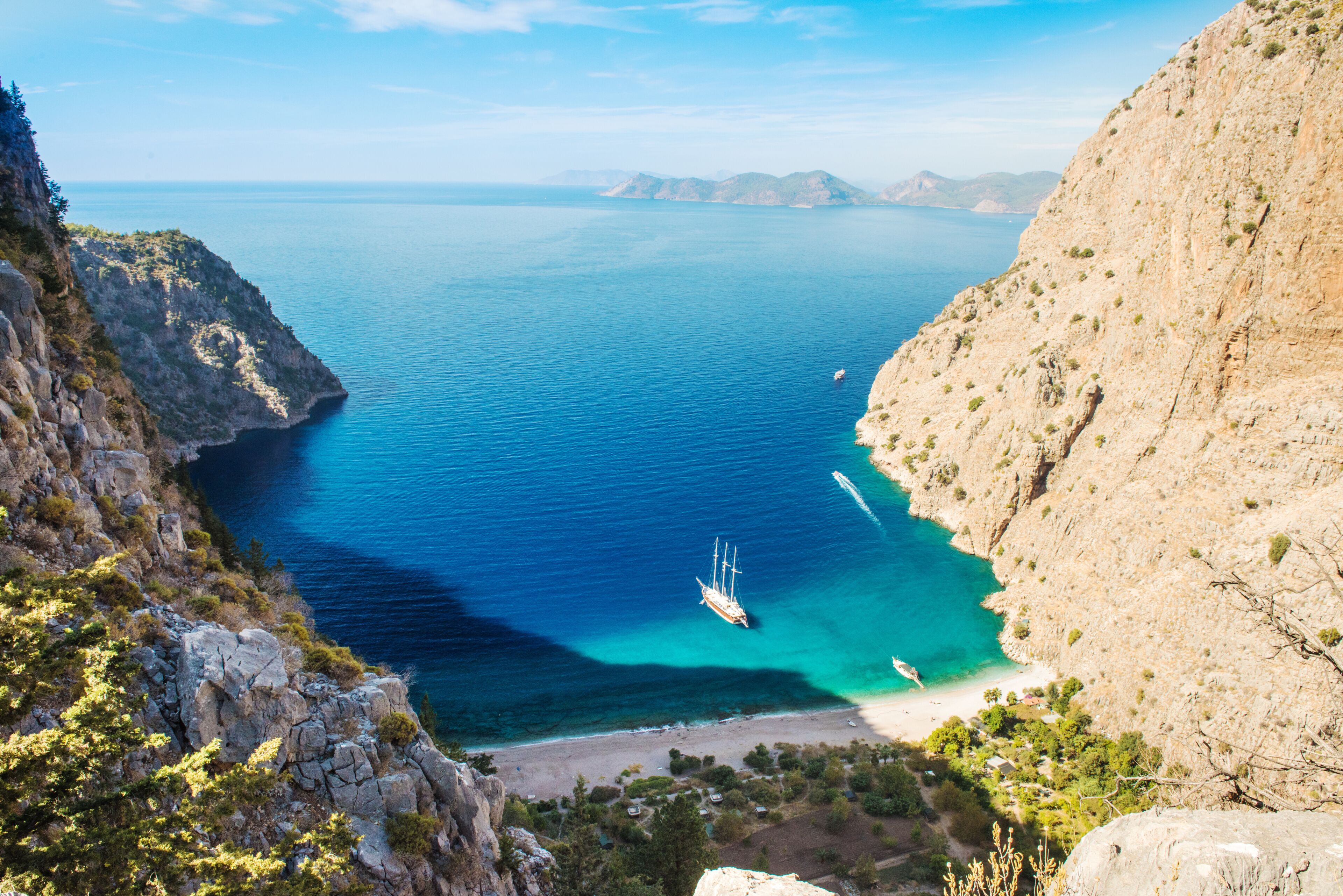 Butterfly valley sea view and boat Oludeniz,Turkey