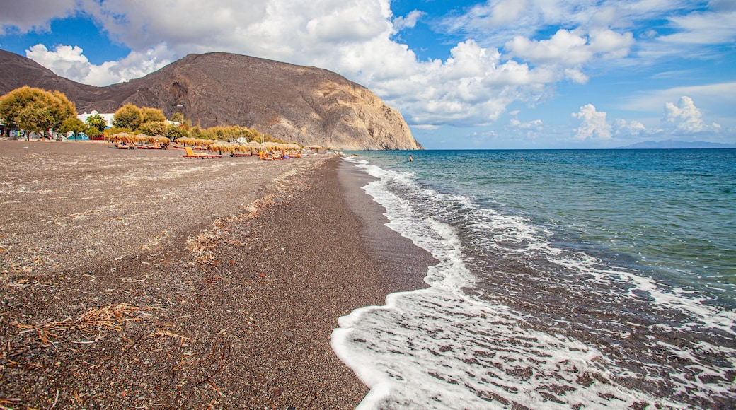 Santorini which includes rocky coastline and general coastal views