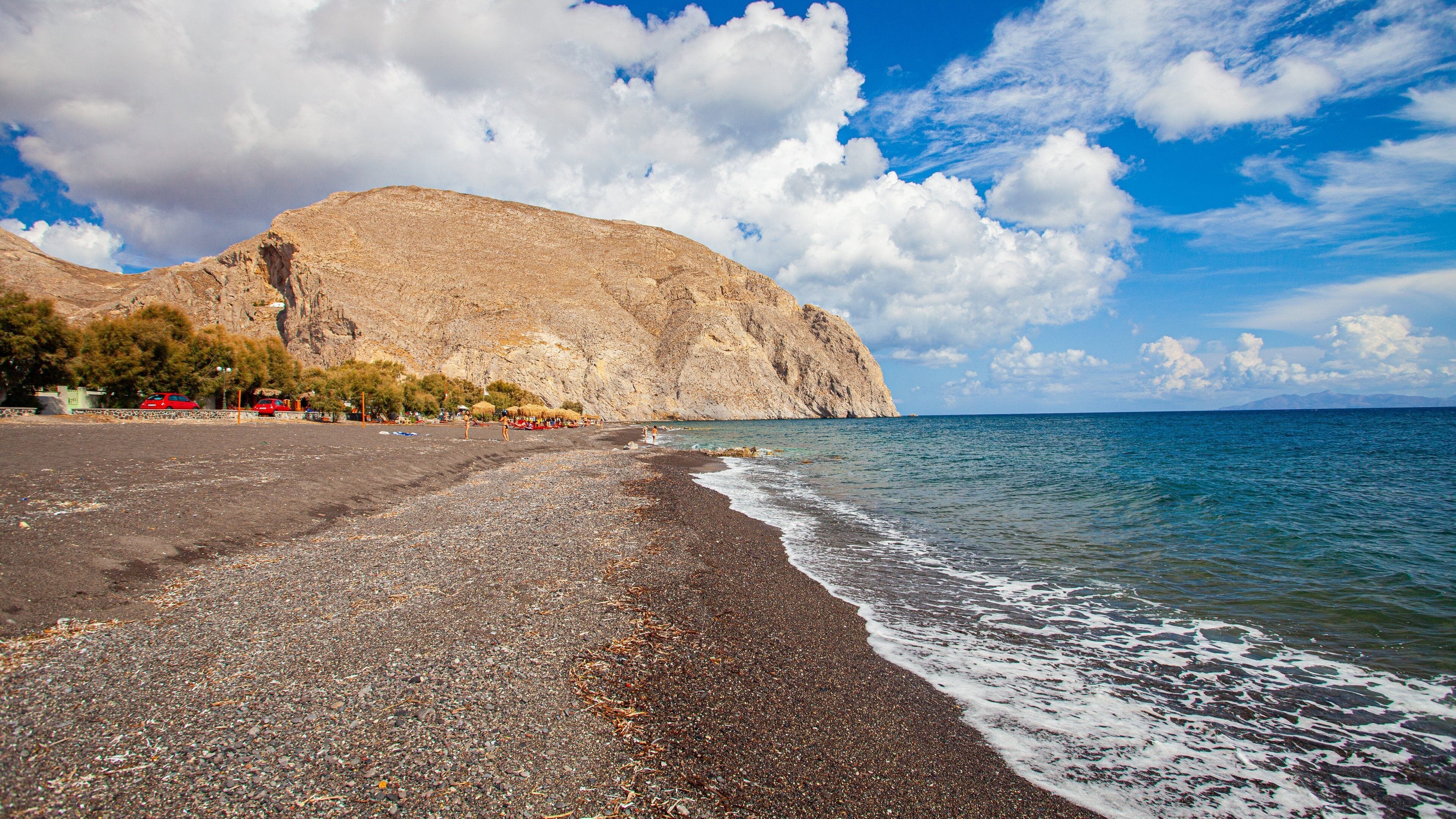 Santorini showing rocky coastline and general coastal views