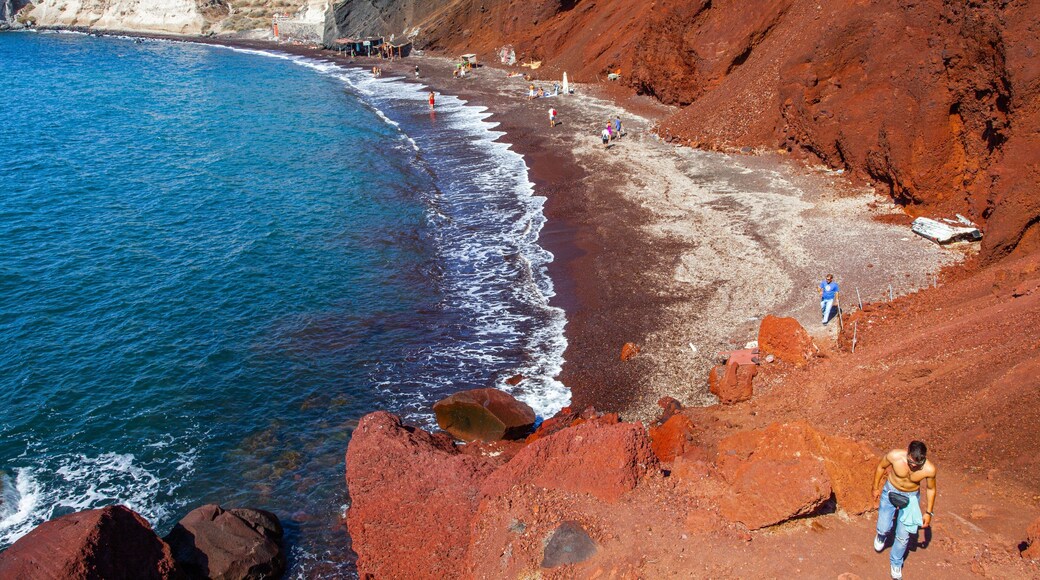 Red Beach which includes rocky coastline and general coastal views as well as an individual male