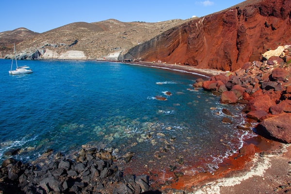 Red Beach showing rugged coastline and general coastal views