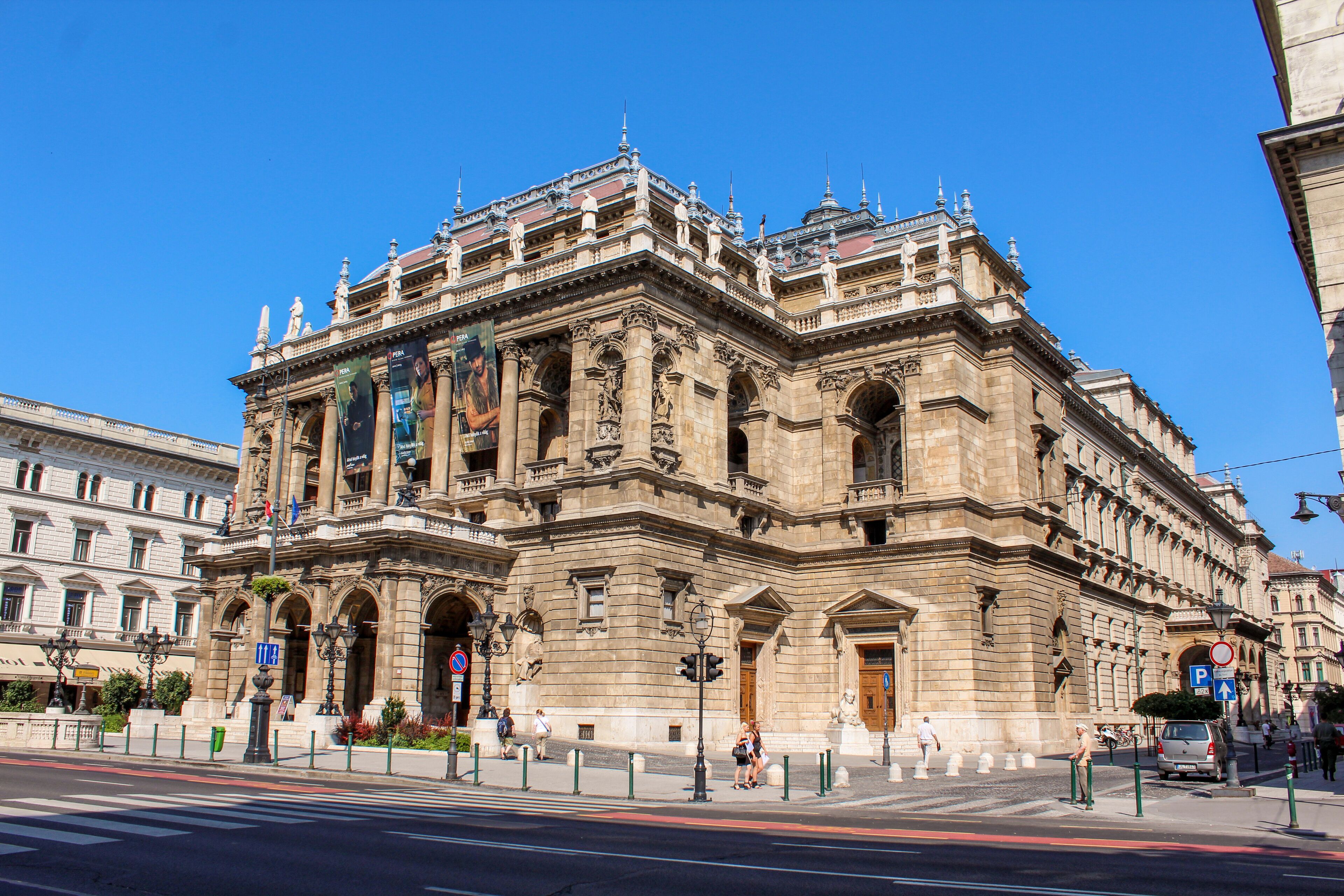 Facade of the Opera in Budapest in Hungary