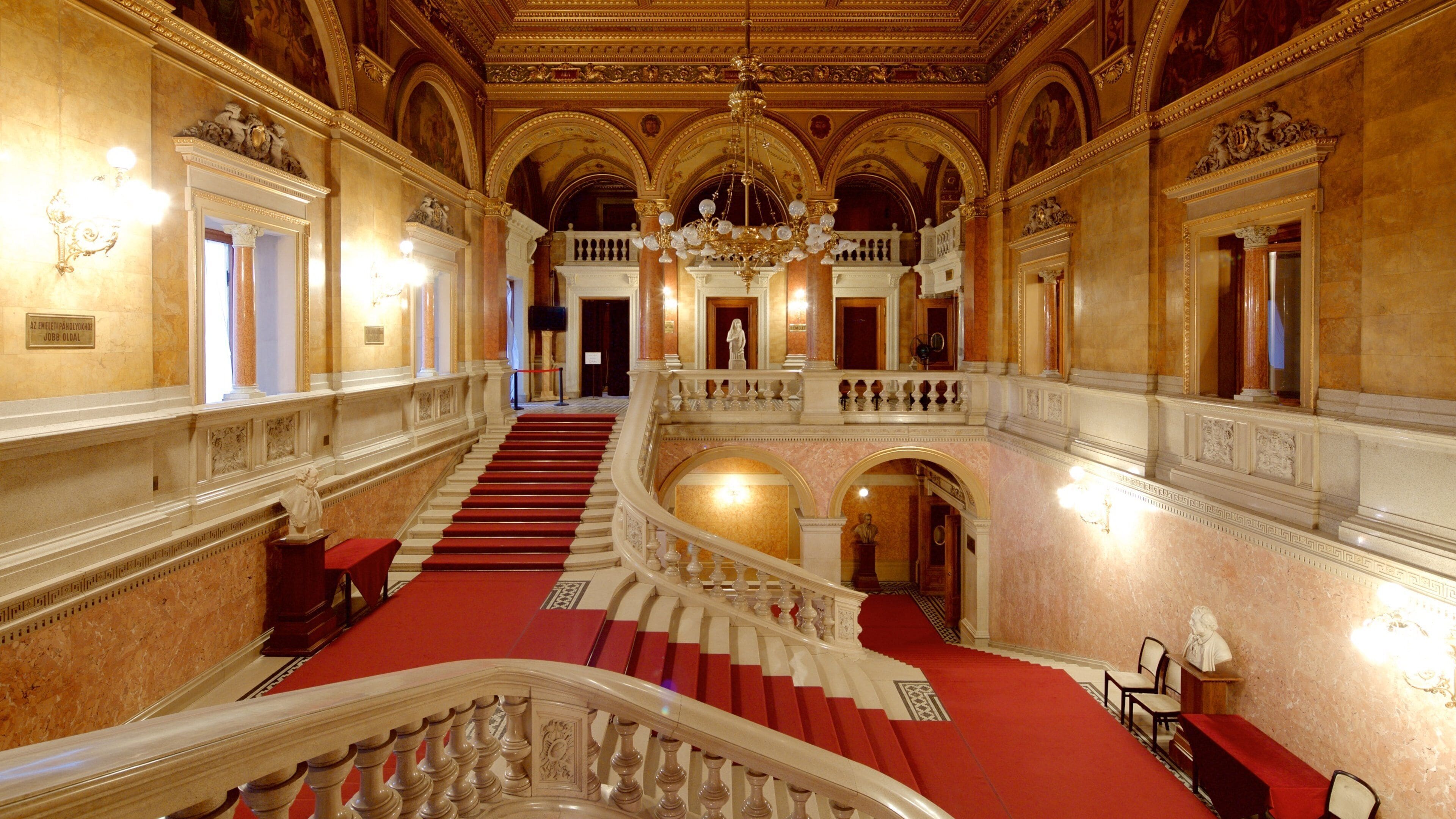 Hungarian State Opera House showing interior views and theater scenes