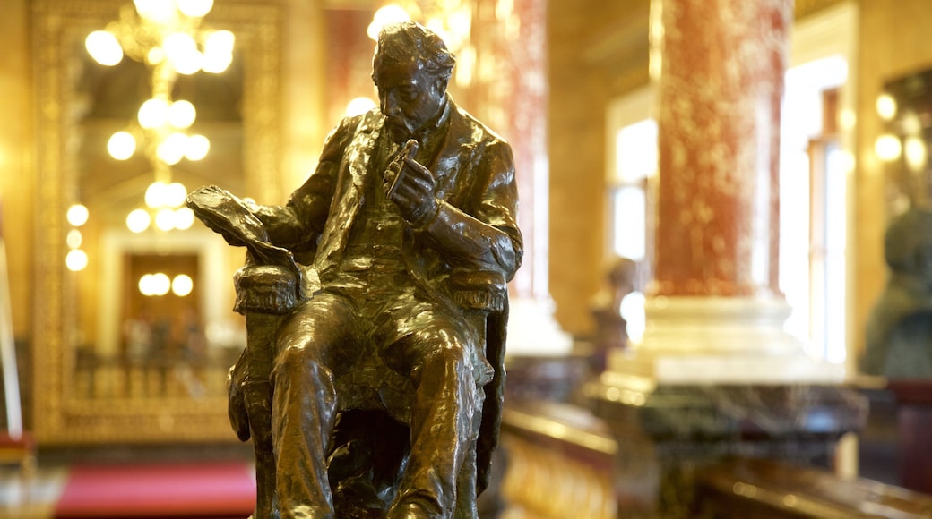 Hungarian State Opera House featuring interior views, theater scenes and a statue or sculpture