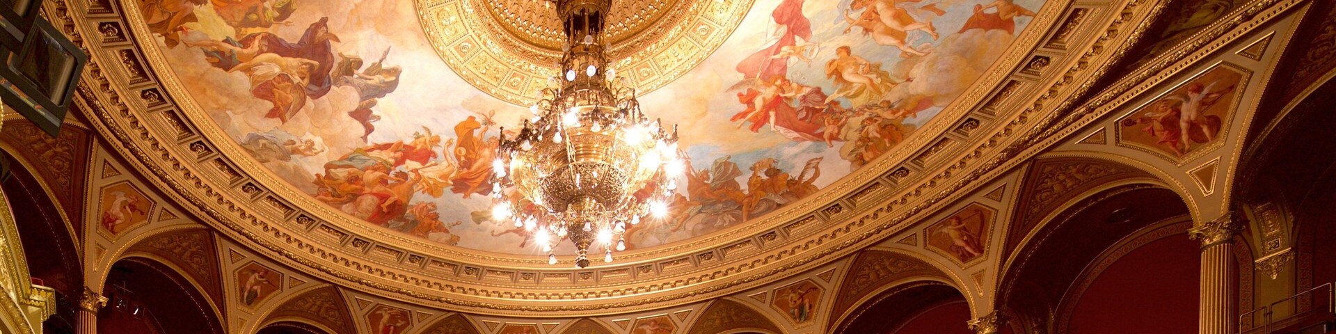 Hungarian State Opera House showing interior views, theater scenes and art
