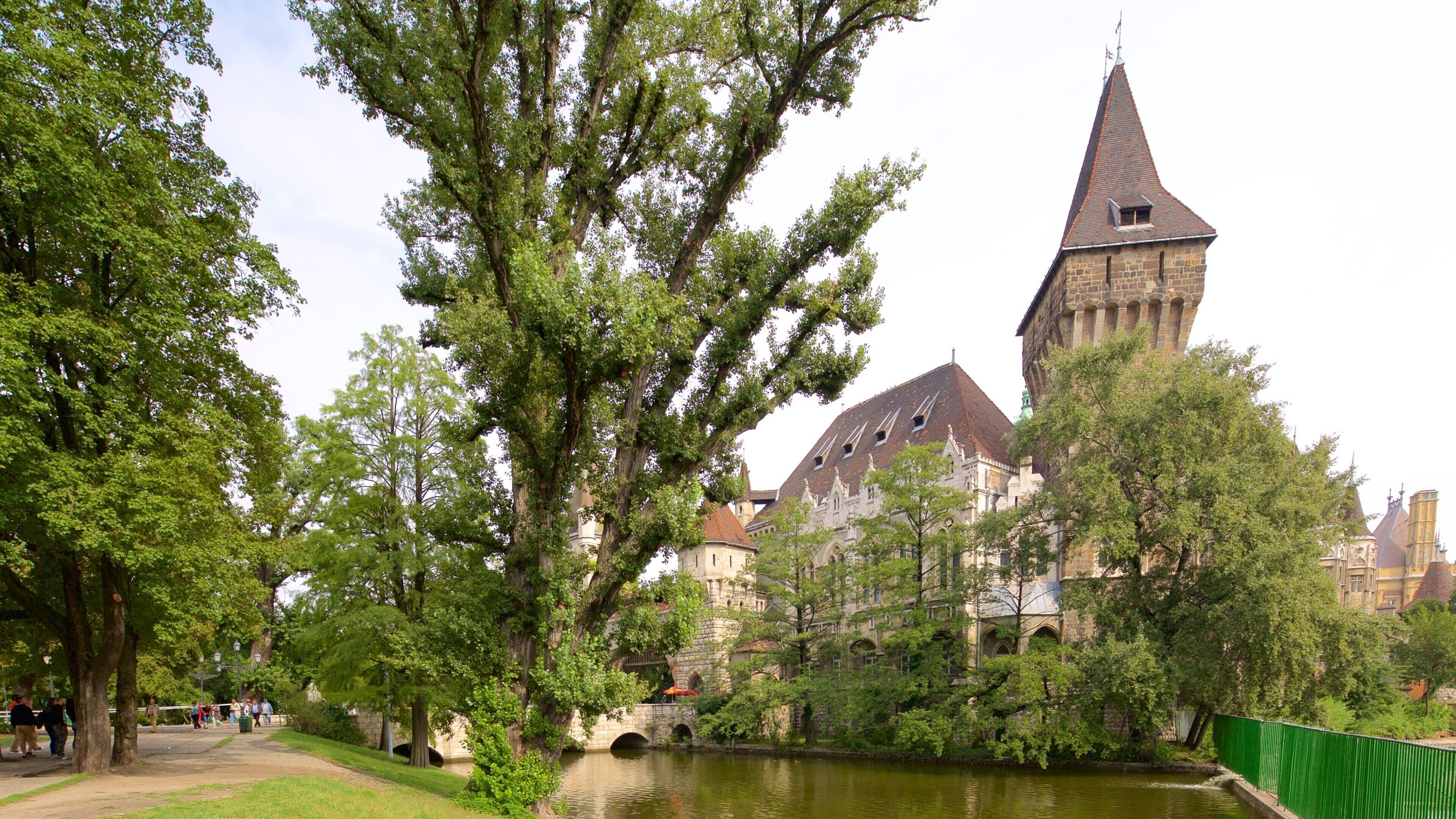 Vajdahunyad Castle which includes a river or creek, heritage architecture and a castle