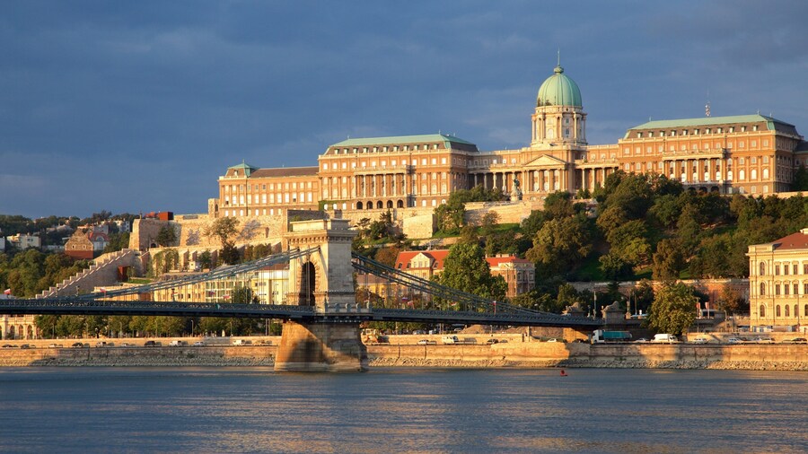 Buda Castle which includes a river or creek, heritage architecture and a bridge