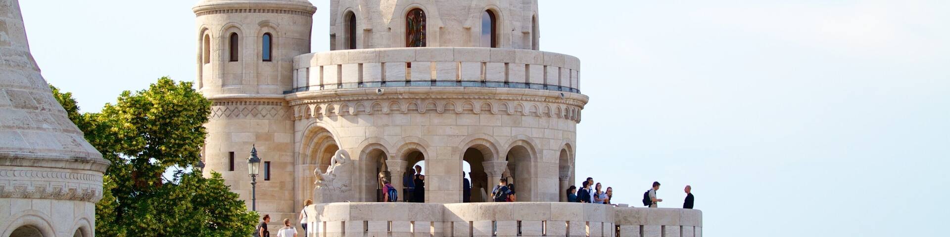Buda Castle which includes a castle as well as a large group of people