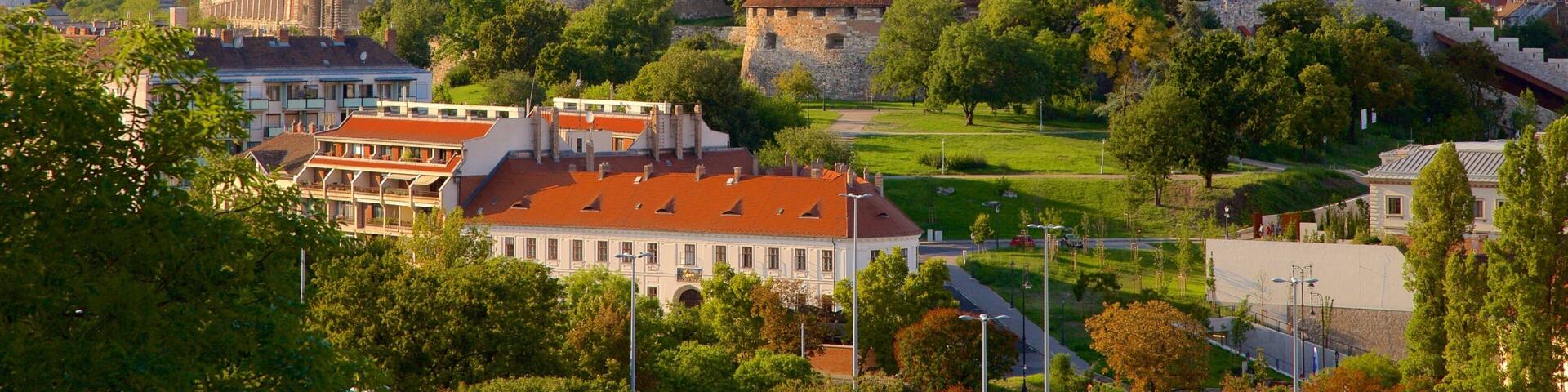 Buda Castle showing heritage architecture, chateau or palace and a park
