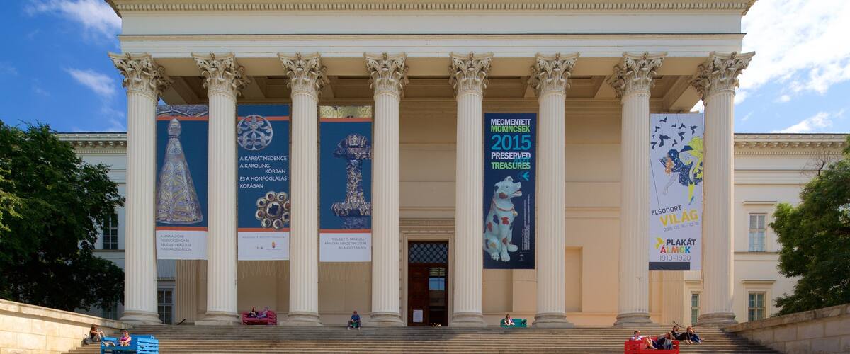 Hungarian National Museum showing signage and heritage architecture