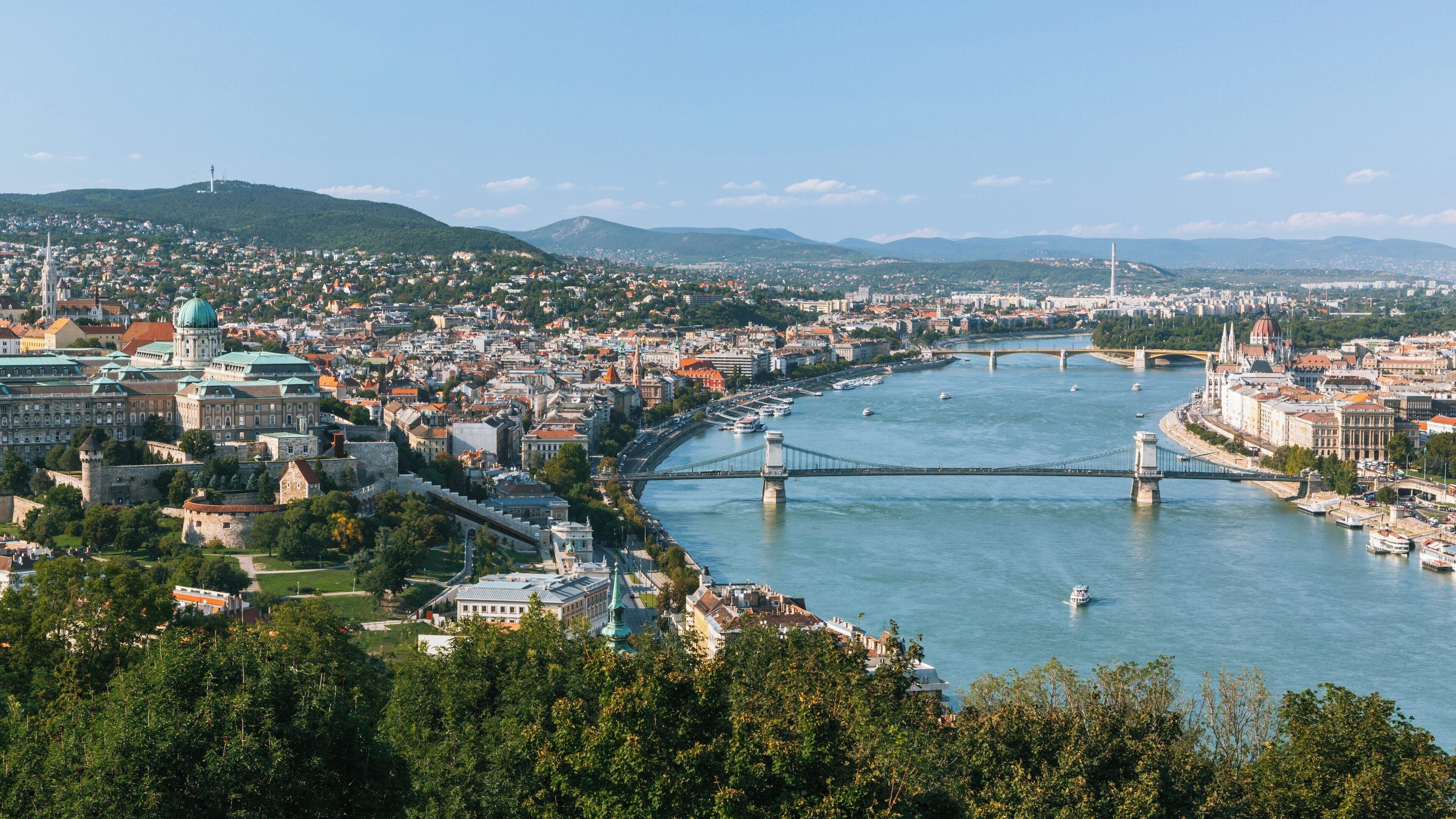 Stunning panoramic view of Budapest featuring Citadella and the Danube River