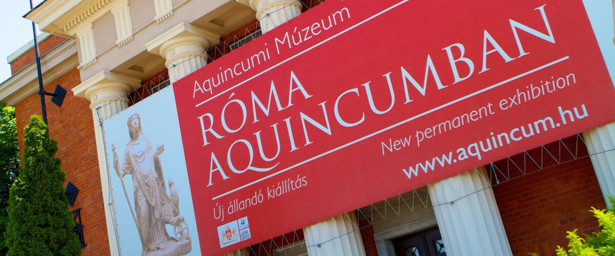 Aquincum featuring a city and signage