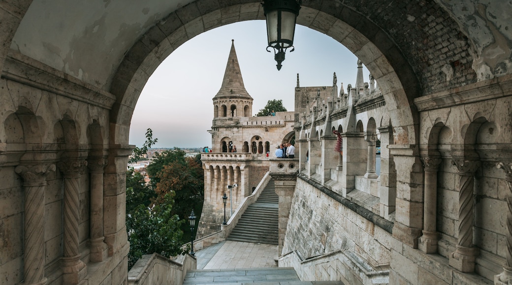 Fisherman\'s Bastion showing heritage architecture and chateau or palace