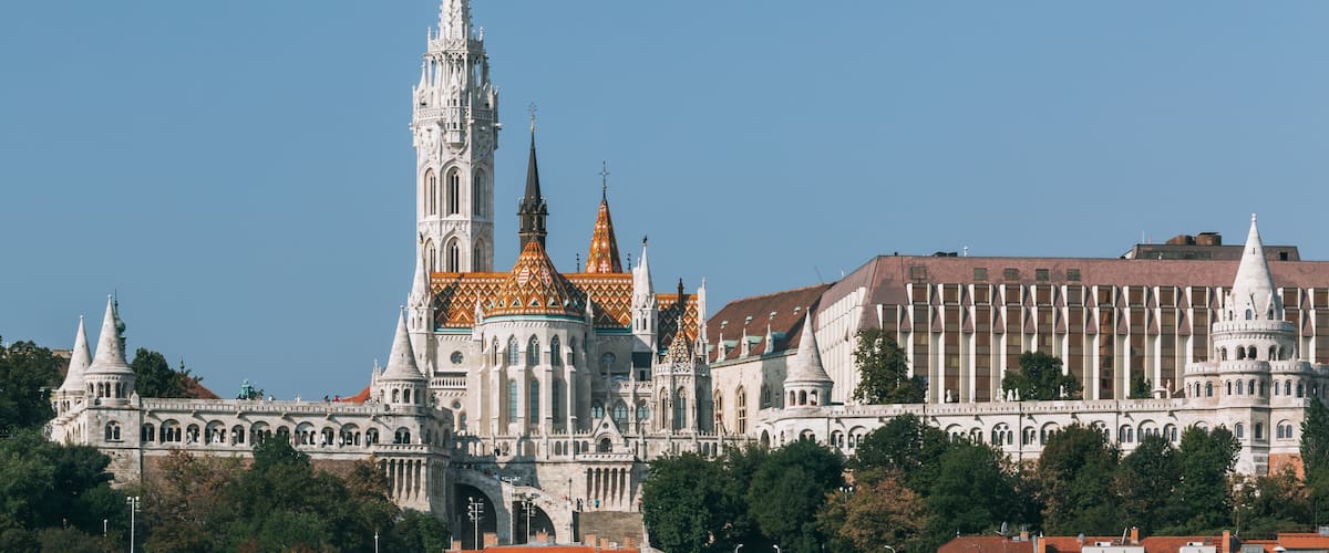 Fisherman\'s Bastion showing heritage architecture and a city