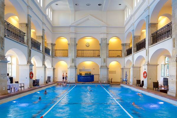 Rudas Baths which includes interior views, a day spa and a pool