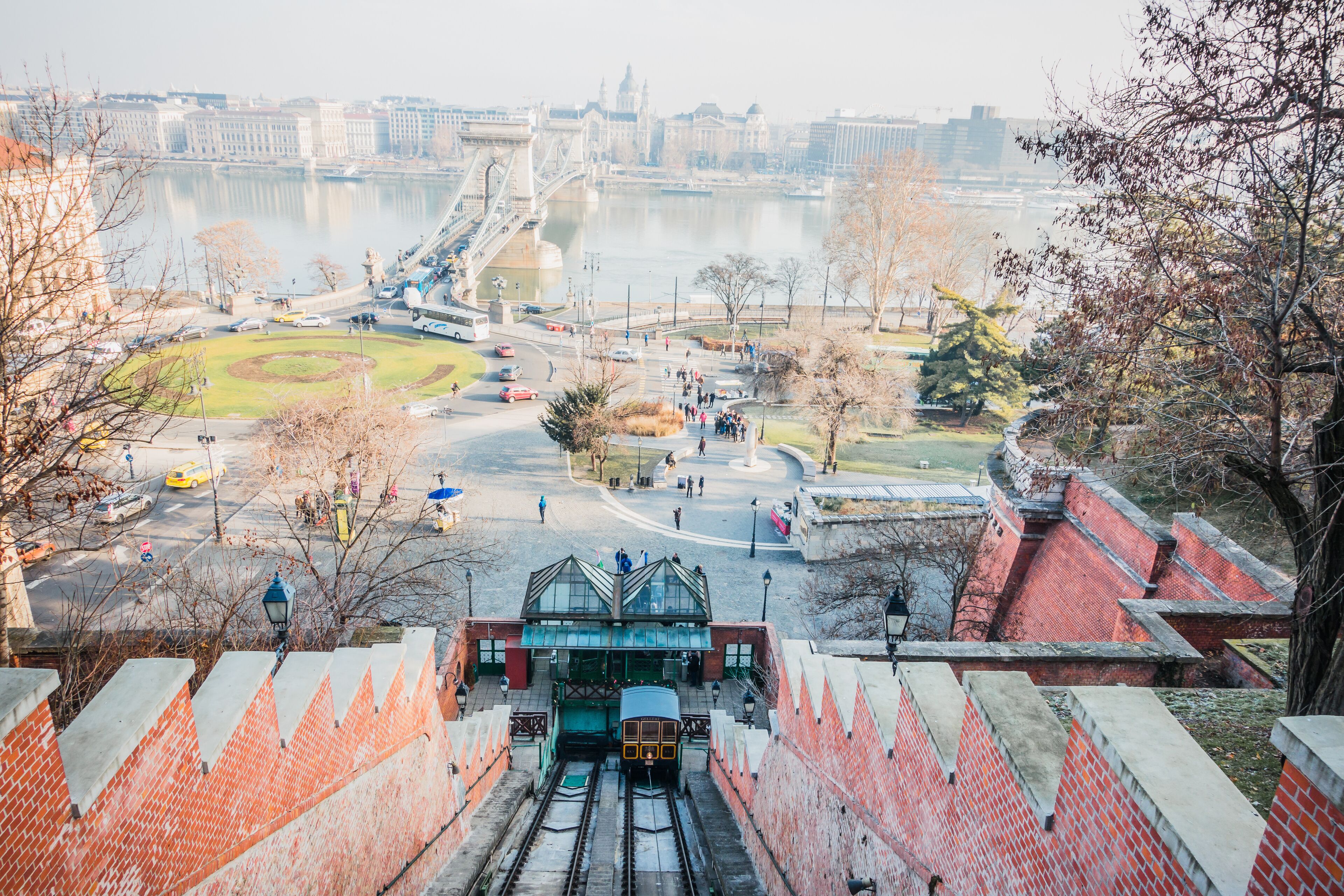 BUDAPEST, HUNGARY - DECEMBER 20, 2017: The Budapest Castle Hill Funicular or Budavári Sikló