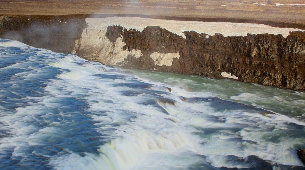 Gullfoss showing a gorge or canyon and rapids